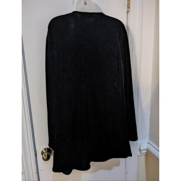 Vintage 90s Chelsea Studio Black Velvet Deep V Blouse 1X Goth - Picture 4 of 8